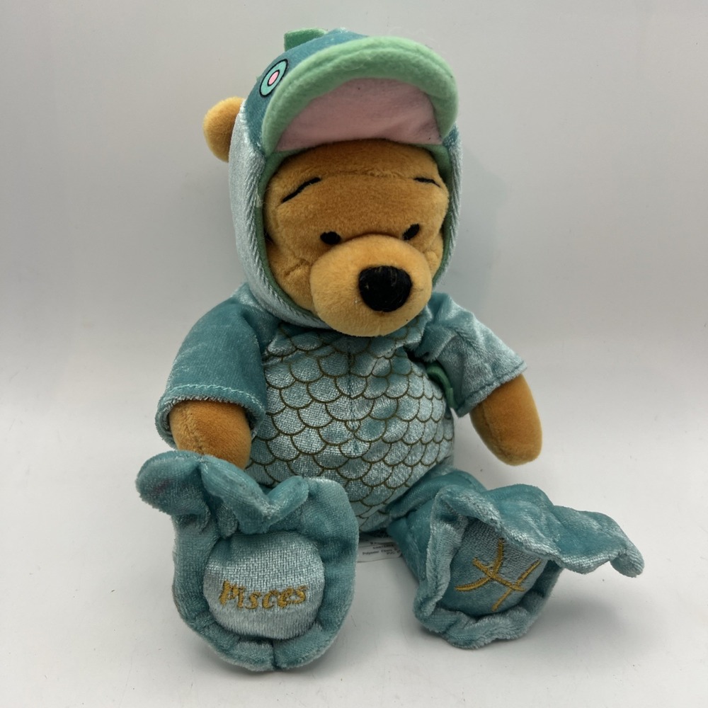 The Disney Store Vintage Winnie the Pooh Fish Zodiac Pisces Bean Bag Plush Toy